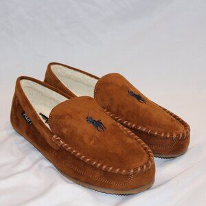 NEW POLO RALPH LAUREN MENS SLIPPERS CHESTNUT